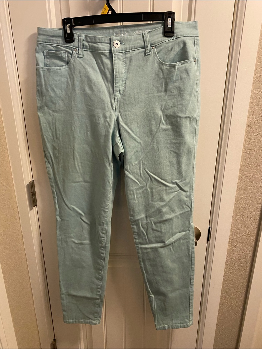 Style Co 14 Jeans Light Green Skinny Leg Curvy Stretch Denim